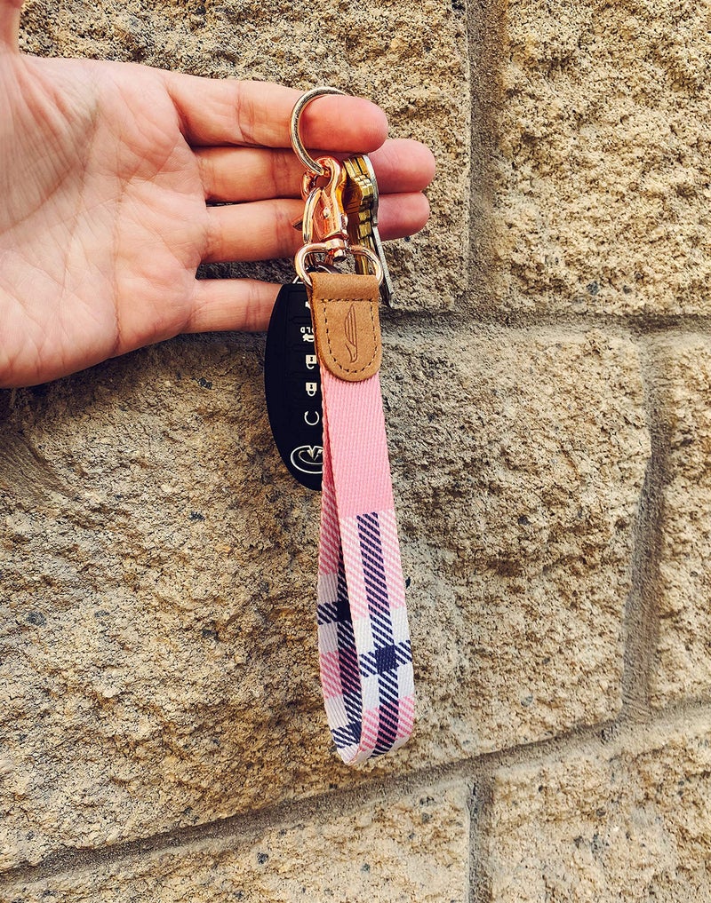 POCKT Lanyard for Keys Wristlet Strap Key Chain Holder for Men and Women - Cool Hand Wrist Lanyards for Keys and Wallets | Pink Plaid - Image 5